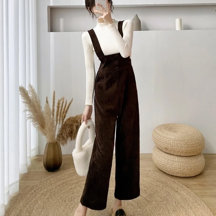 Pantaloni larghi anti-età chic Set tuta da donna in velluto a coste autunno inverno Set da due pezzi Casual Sle Vestibilità universale