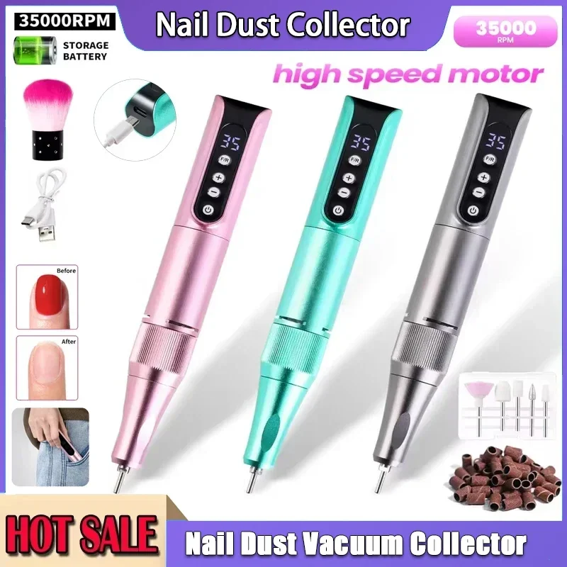 

Беспроводная USB-пилочка для ногтей, дрель, ручка для полировки, перезаряжаемая дрель для ногтей, портативная маникюрная дрель, инструмент для салона, 35000 об/мин