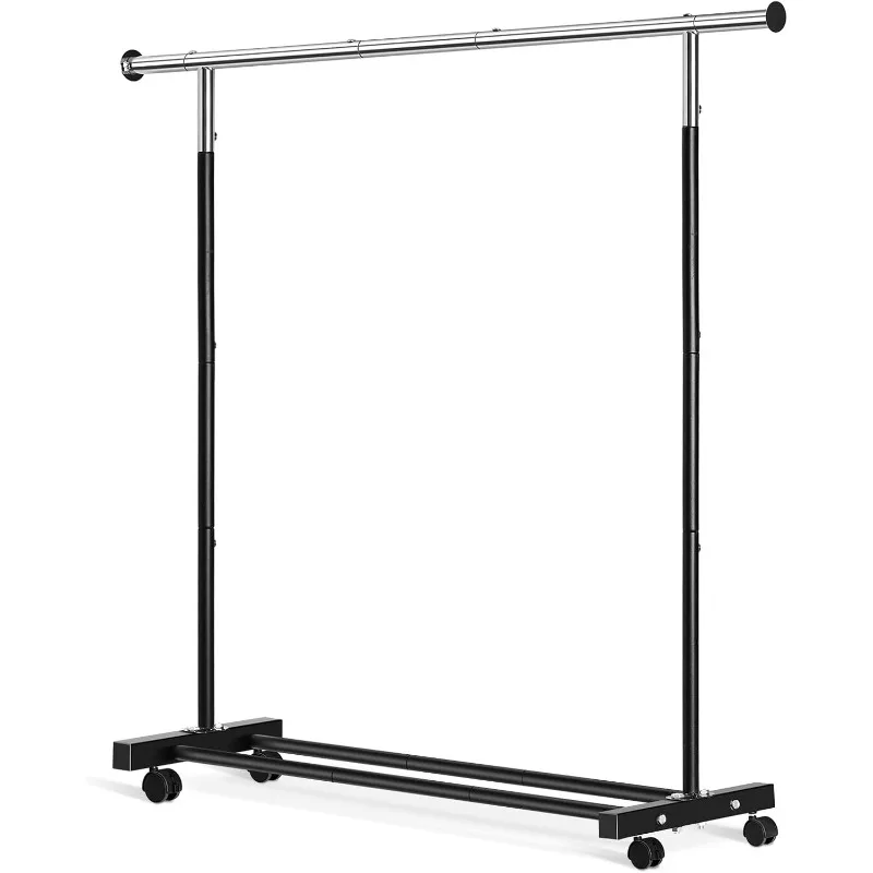 

Clothing Rack, 55.51 Inch Garment Rack with Wheels and Bottom Shelf, 130LB