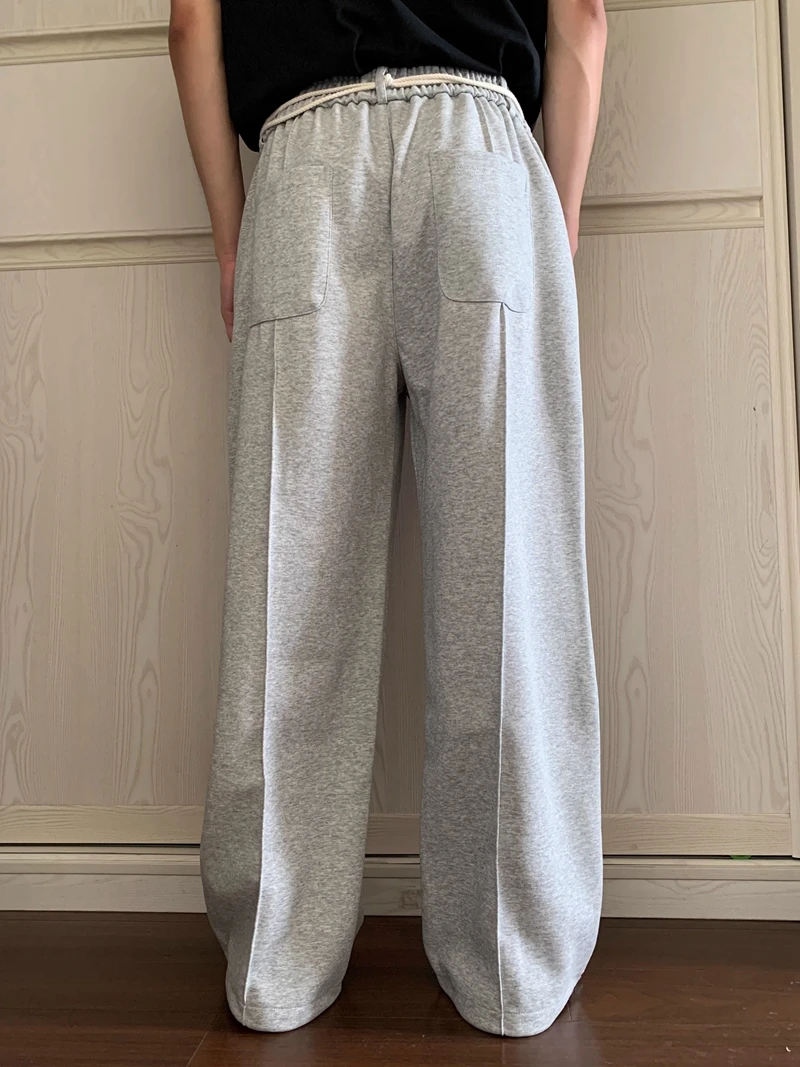 2024, neu in Übergröße, gerades Bein, Jogginghose, Frühling und Herbst, Schwarz, Grau, weite Jogginghose, amerikanische lockere, lässige Jogger für Herren – Detail 6