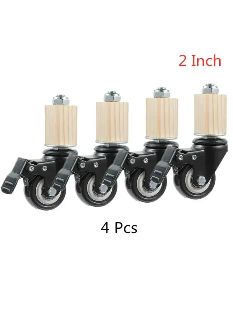 4 Pcs/Lot 2 Inch Caster 30mm Square Tube Stainless Steel Furniture Leg Iron With Brake Universal Wheel
