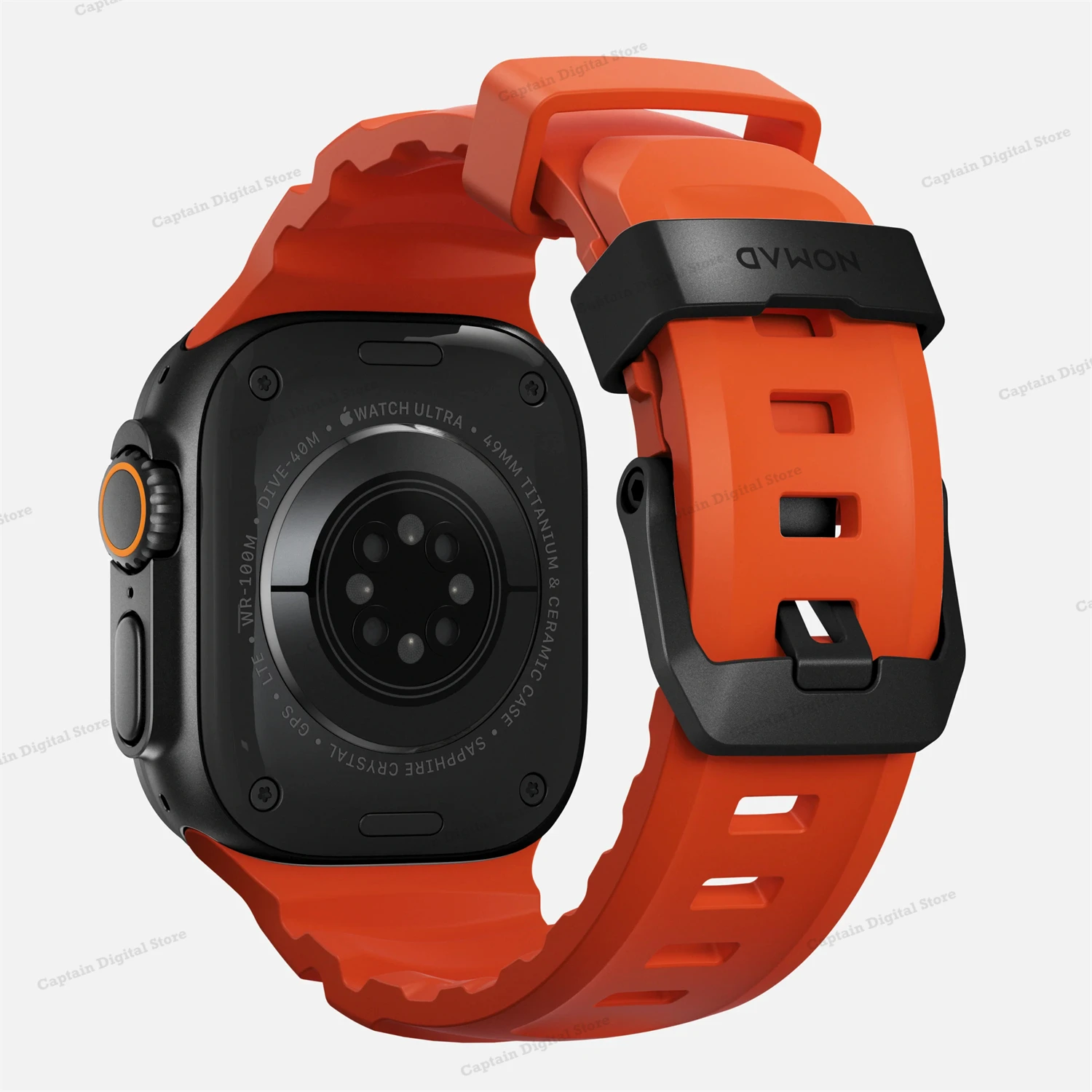 NOMAD Rocky Point Band Magma Natural Titanium Hardware FKM Fluoroelastomer Rubber Waterproof for Apple Watch Ultra & Ultra2