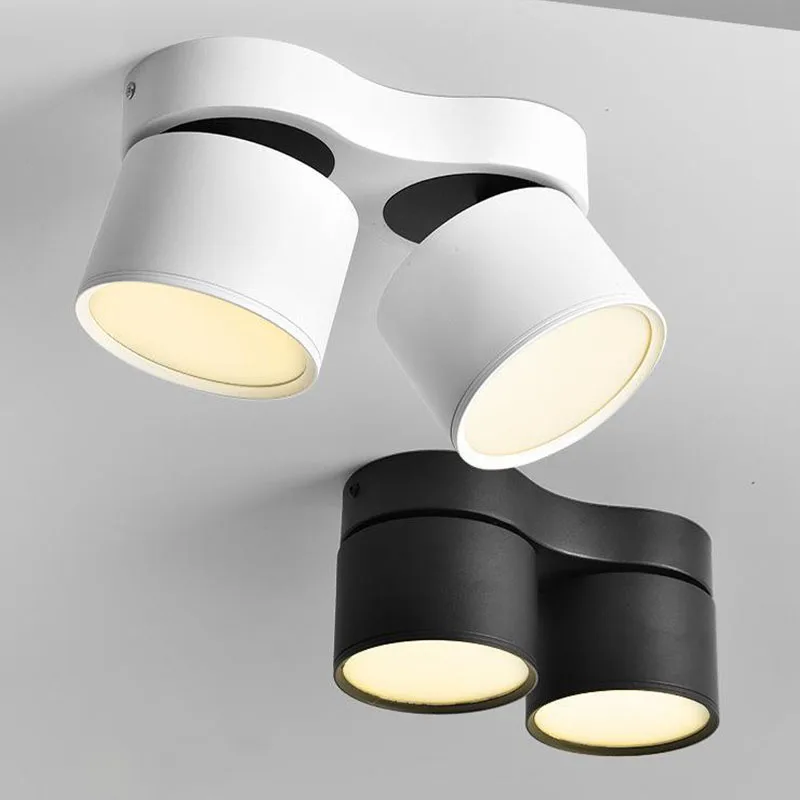 Ściemnialna lampa sufitowa LED montowane na powierzchni typu Downlights składana podwójna głowica 7W/12W/15W obrotowa lampy punktowe do sypialni o