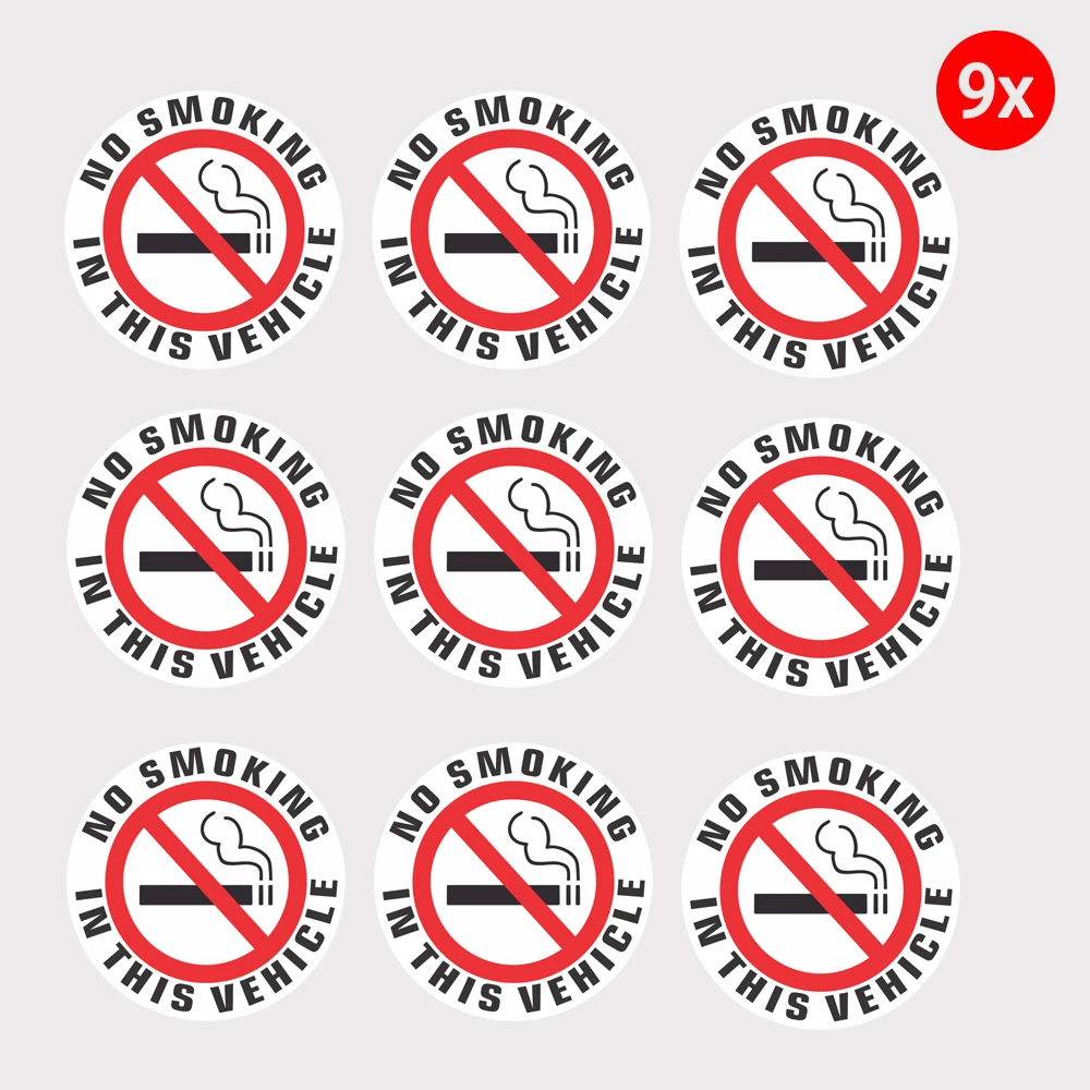 9x- NO SMOKING IN THIS VEHICLE Sticker Car Sticker Decal | 2