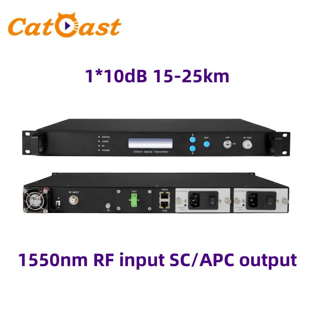 

CATV FTTH Transmitter 1550nm 1*10dB 15-25km Internally Modulated Optical Transmitter