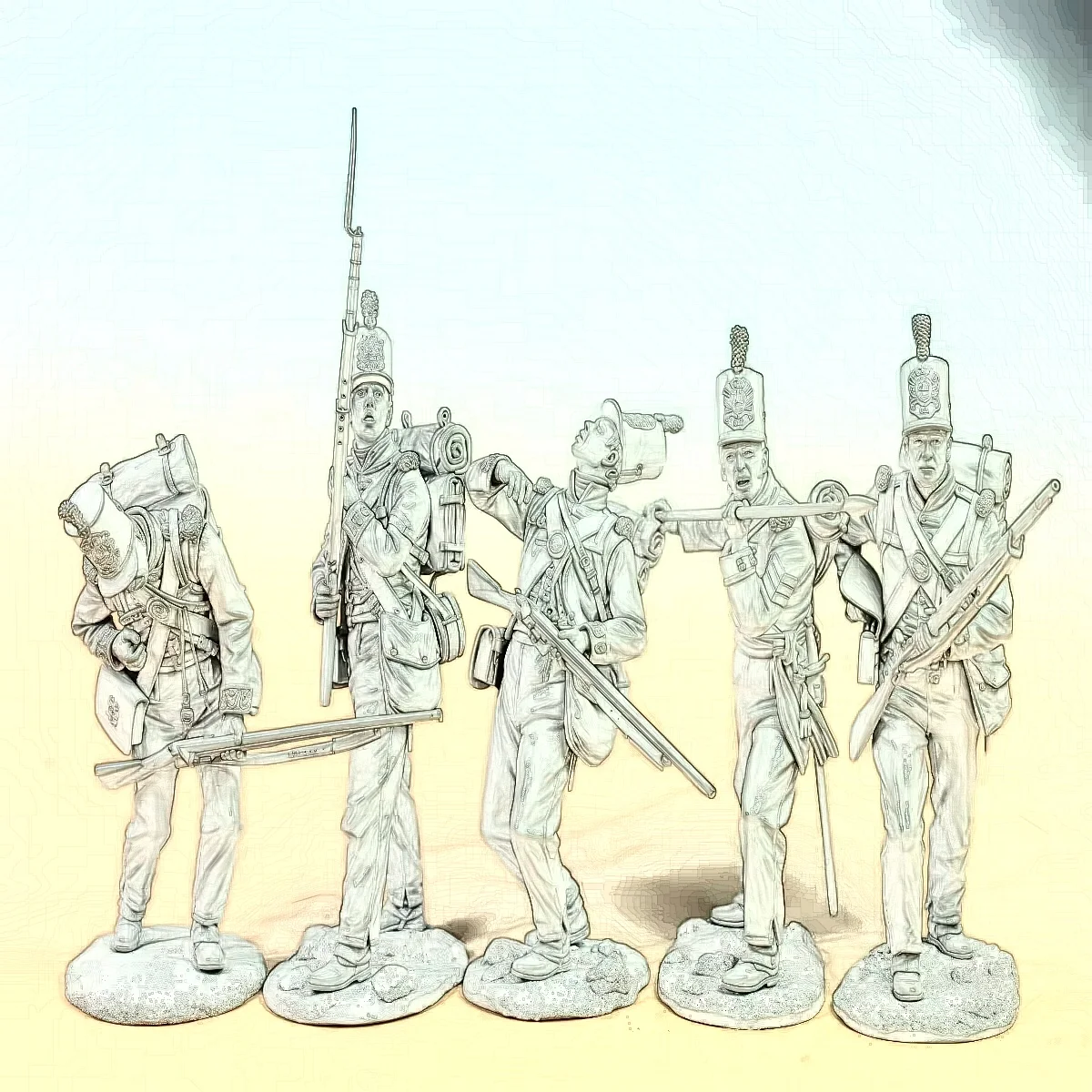 

75MM Resin Unpainted Model Kit, 3rd British Infantry Guards Regiment (5 Figures) Unassembled and Unpainted GK, (1502-1506)