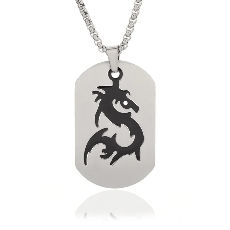 Eenvoudige roestvrijstalen dubbele dog tag ketting hooggepolijst titanium stalen hanger kan herensieraden zijn