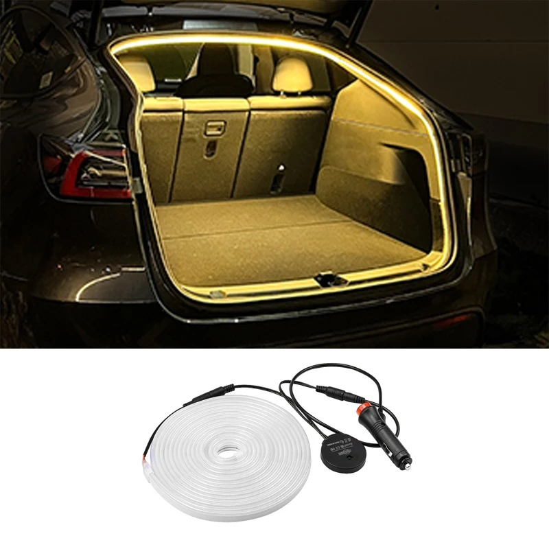 

Гибкая светодиодная лента для окружающего освещения 5 м 12 В для Tesla Model Y 2025 после багажника, силиконовая внутренняя декоративная лампа для автомобиля, лампа «сделай сам»