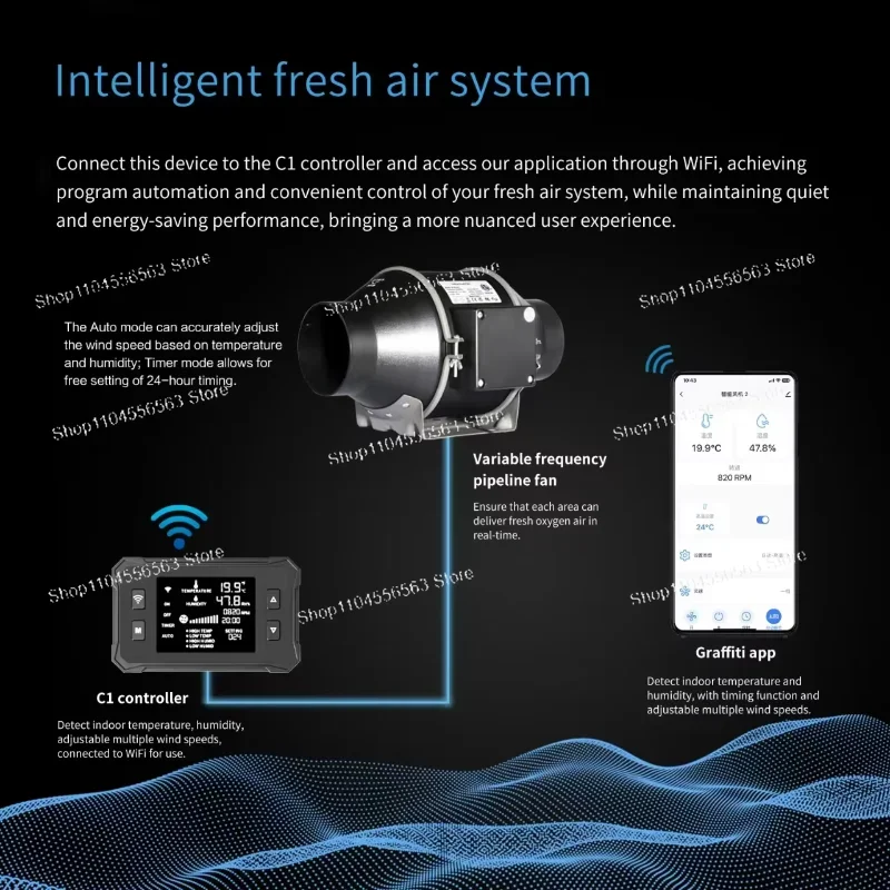Ultra-Quiet & Energy-Saving Inline Duct Fan - Mixed Flow Booster, CE & RoHS Certified for Home Ventilation