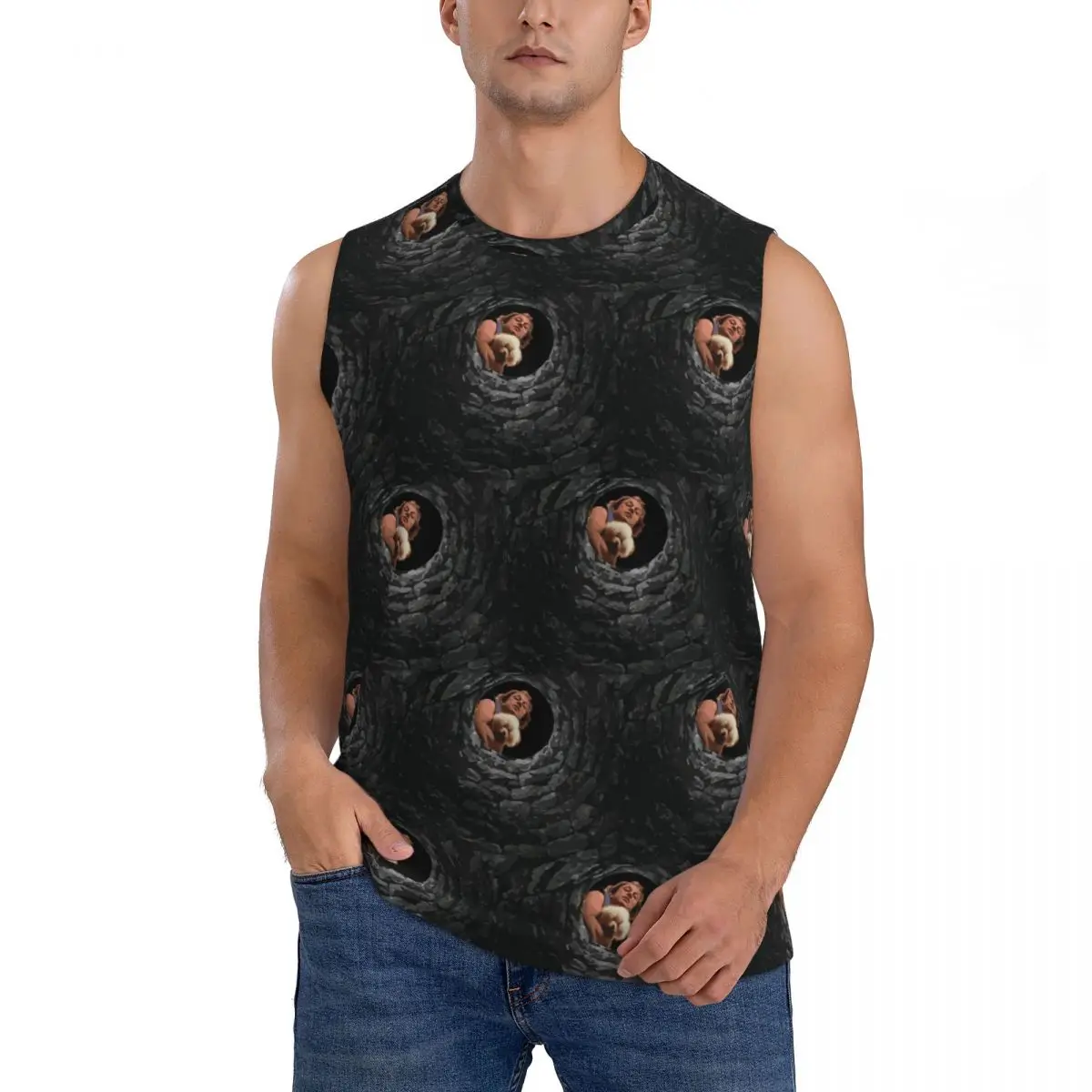 Buffalo Bill Looking Down Well Men Sleeveless Tank Tops Quick Dry Breathable Gym Fitness Running Summer Casual Sport Vest
