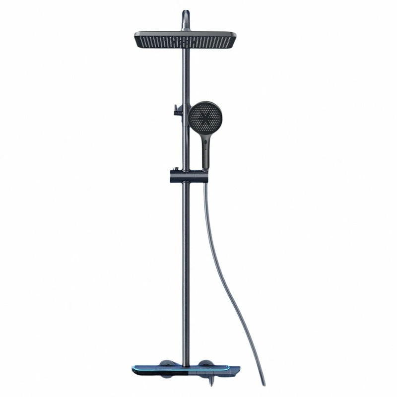 

All-copper shower shower set, household storage table, constant temperature digital display rain, bath bathroom, pressurized