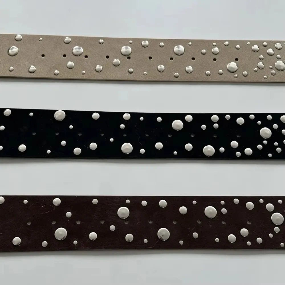 PU Leather Rivets Extra Wide Belt Y2K Punk Studded Wide Waistband Exaggerated Gothic Irregular Decorative Belt Party Wear