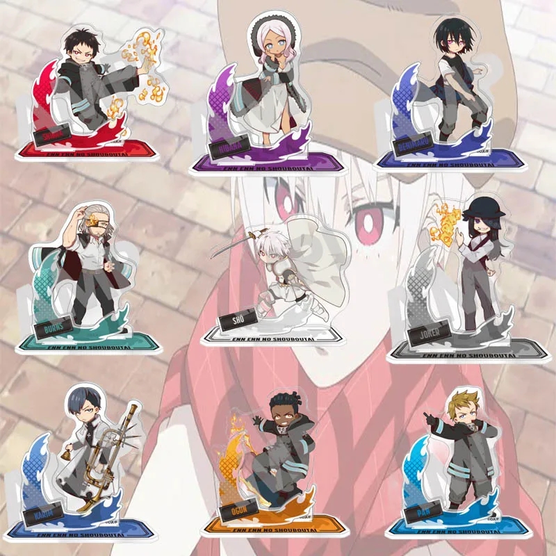 Fire Force 10CM ANIME Cute Chibi Acrylic Stand Figure Desk Decoration for Anime Fans Collectible Toy Keychain