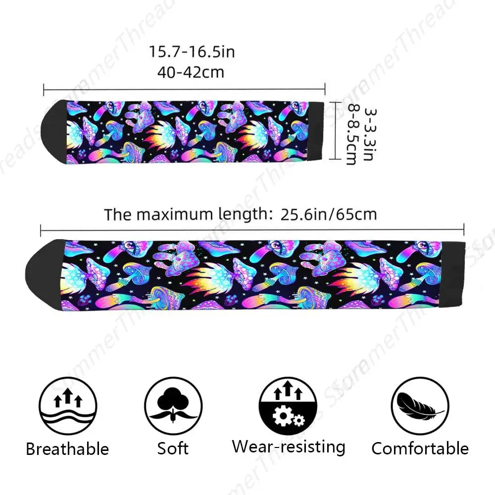 الفطر السحري جوارب بأشكال مضحكة نابضة بالحياة مخدر الفلورسنت الفطر الملونة الهبي بوهو نمط الجدة عادية طاقم الجوارب