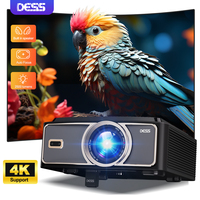 DESS 4K Projector 1080P Portable 2500 Lumens Led Projector Throw 400 Inch BT5.2 Built-in Speaker for Home Cinema Video Projector