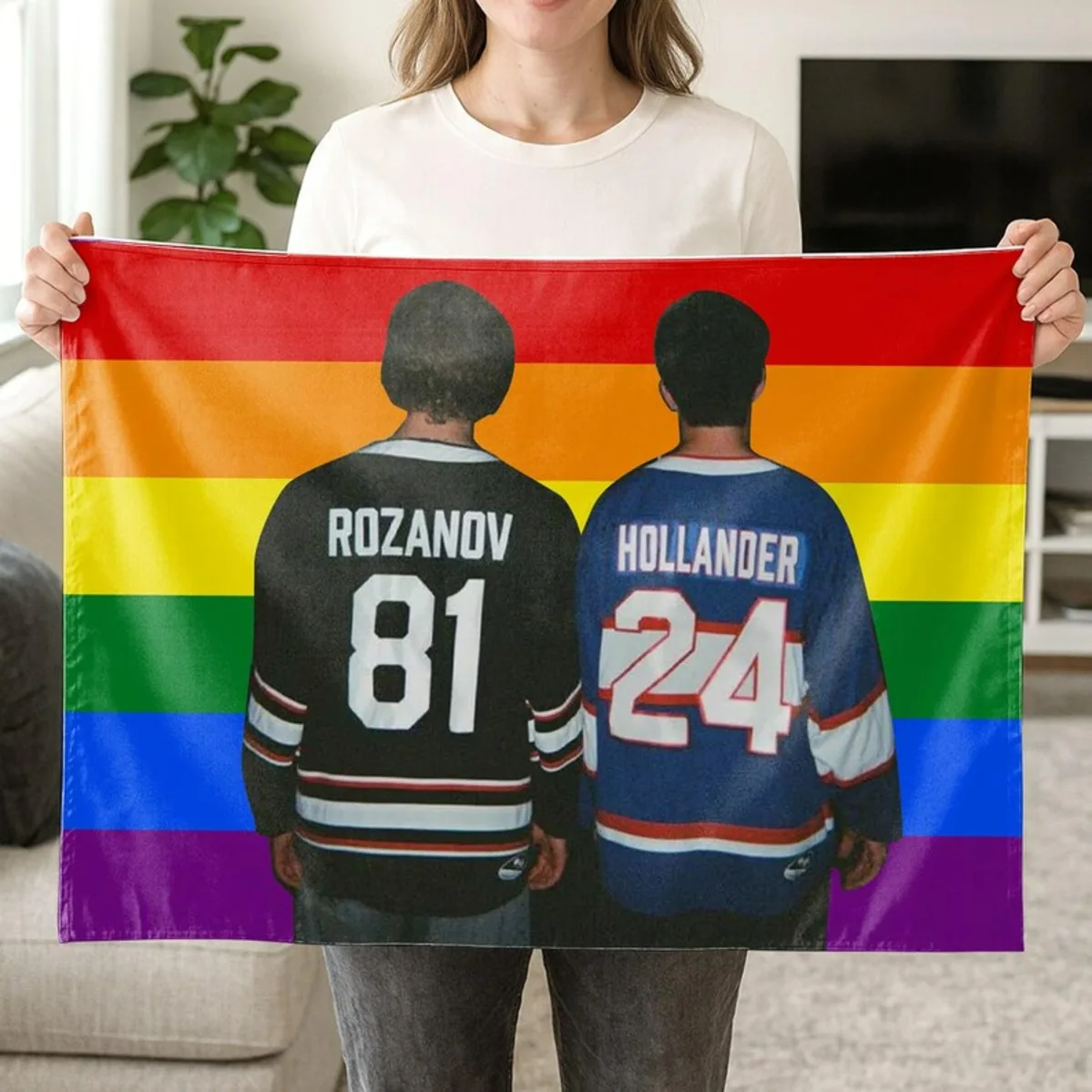 Shane & Ilya LGBT Flag Tapestry Hollannov Hockey Romance Queer Love Fan Art Wall Hanging Bedroom Room Decor