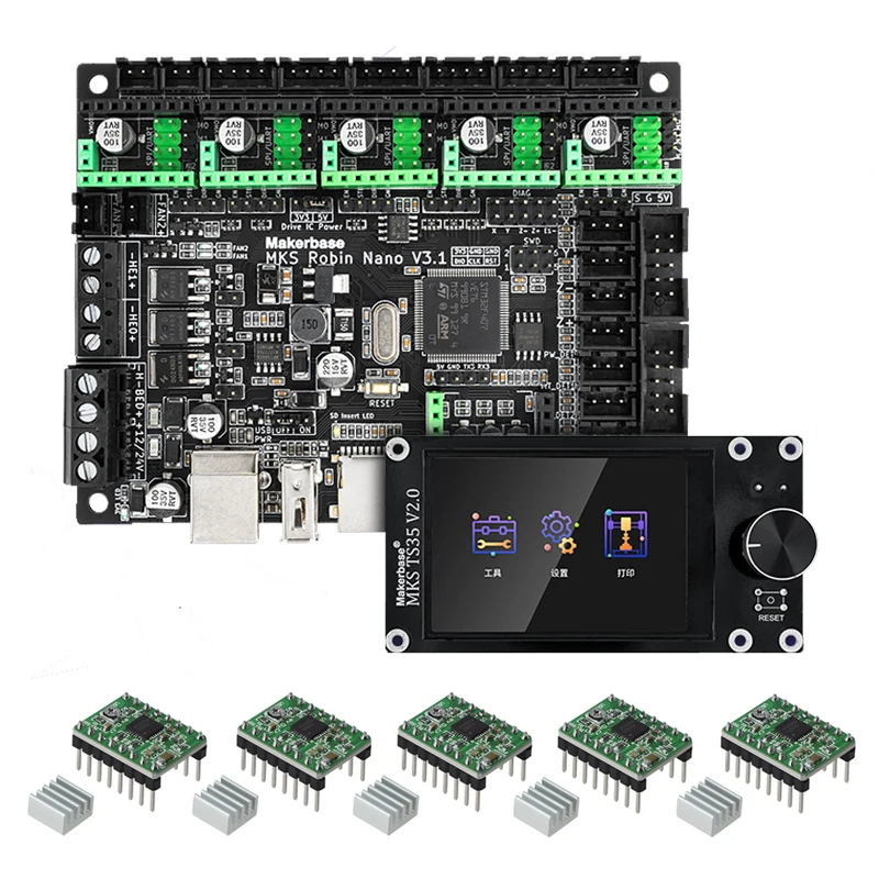 Makerbase MKS Robin Nano V3.1 3D Printer Control Board Motherboard TS35 TFT Touch Screen Compatible with A4988 TMC2209