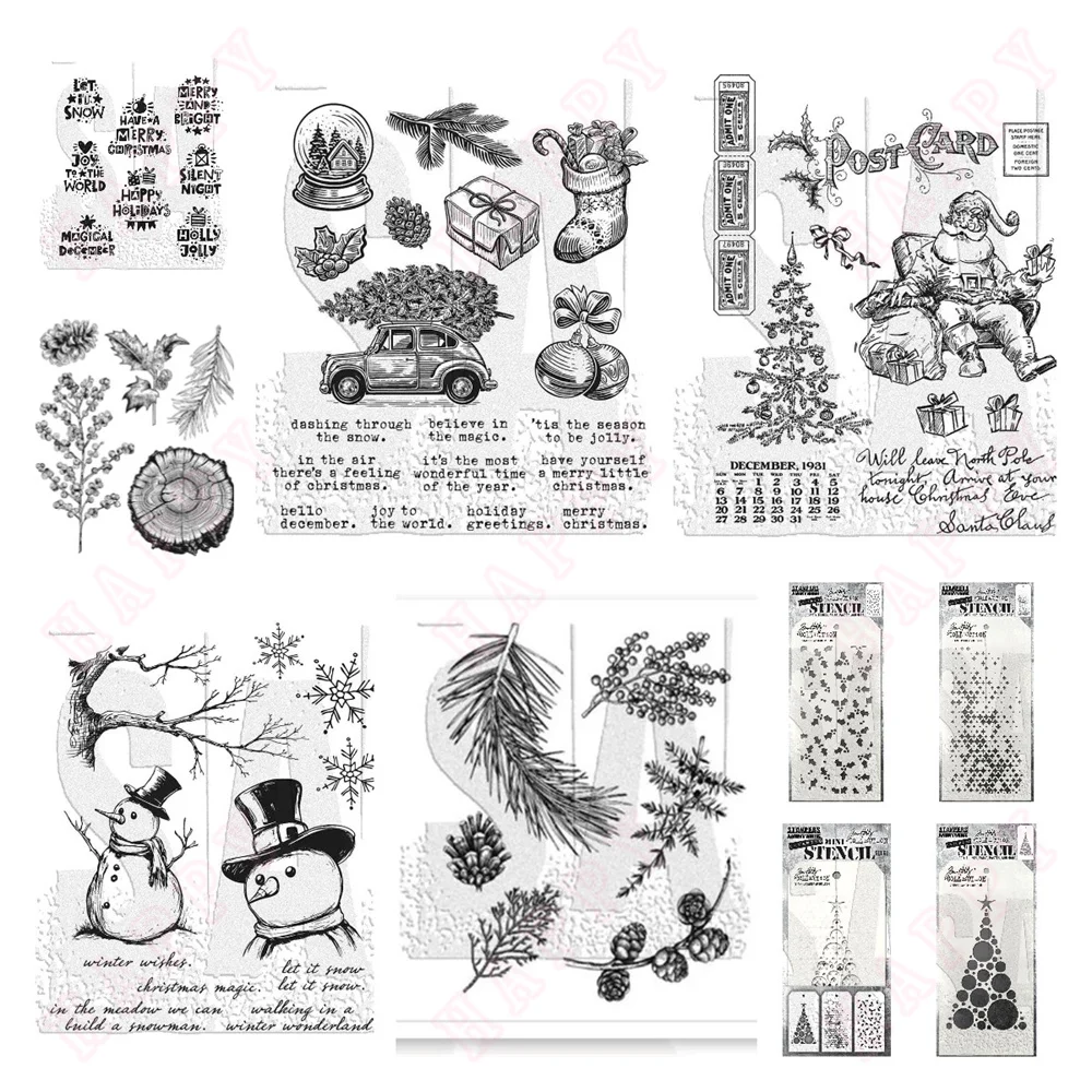 Home For Christmas Die Stamp Stencil Set 2024 New Metal Cutting Dies DIY Scrapbook Santa Visit Greeting card Handmade Decoration