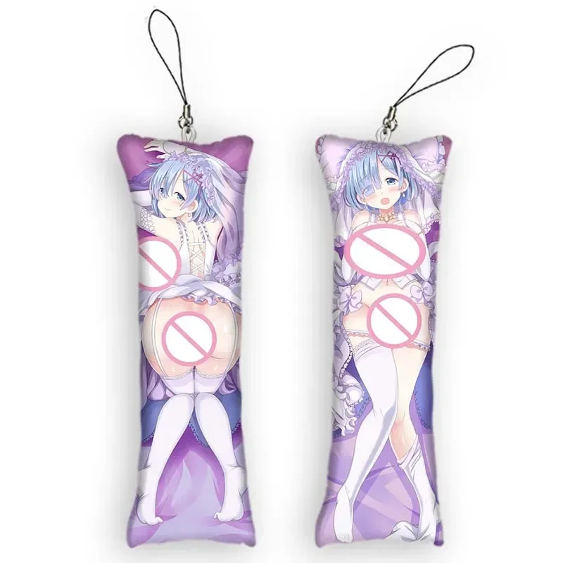 

FashionRe:Zero Rem Dakimakura Mini Keychain Anime Double-Sided Printed Small Pillow Pendant Cute Otaku Funny Keychain Bag Ornam