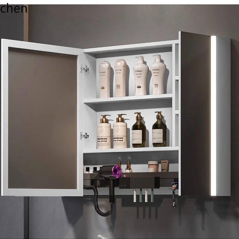 L22 Bathroom Mirror Cabinet Multi-function With Light Socket Toilet Separate Electric Hair Dryer Rack To Wall-mounted Mirror