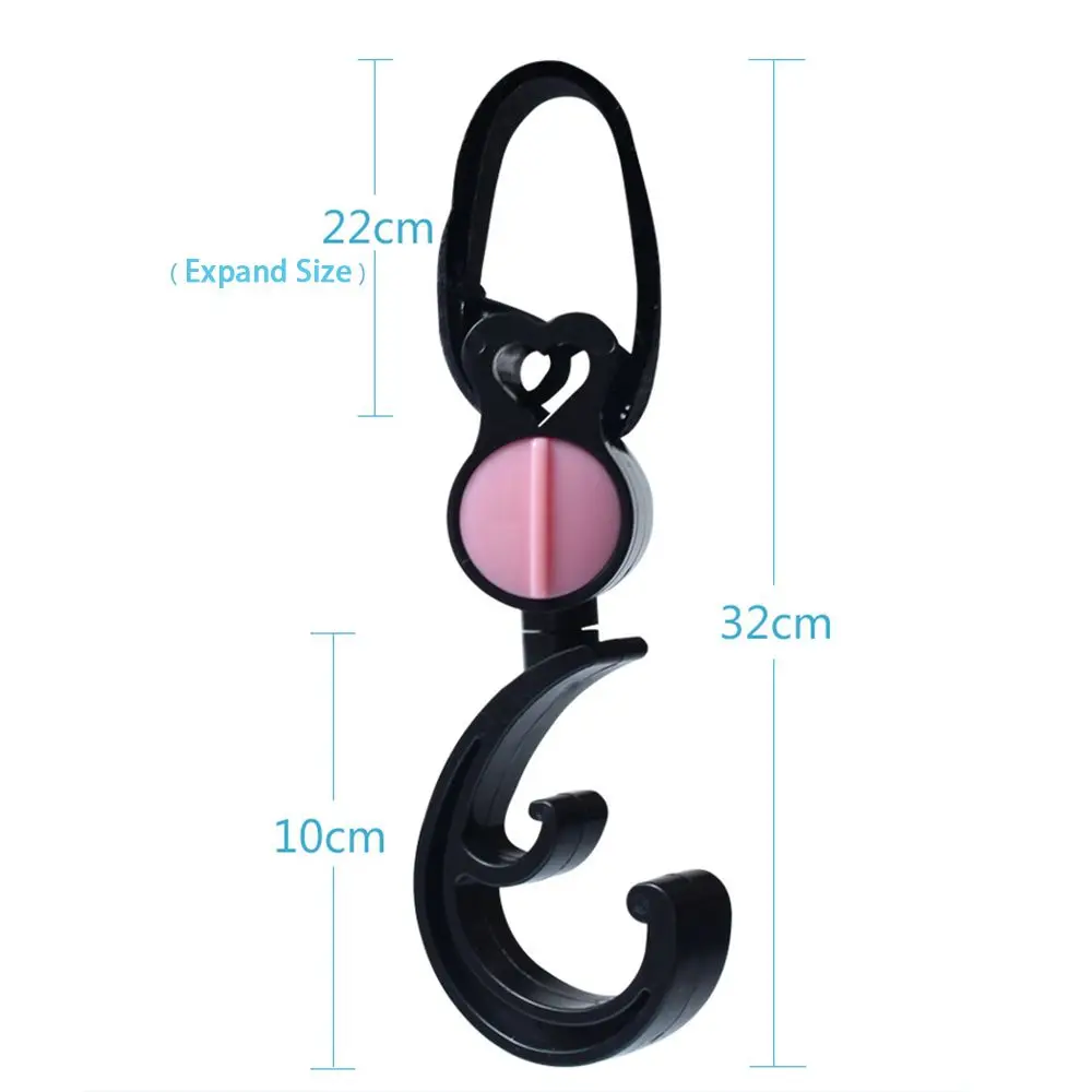 2PCS Multifunction 360 Degree Protable Rotate Cart Hook Stroller Hooks Organizer Bag Clip Baby Bag Hanger