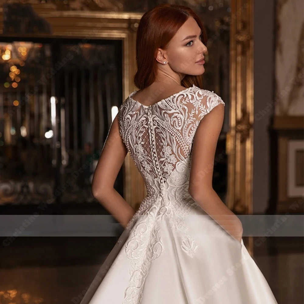 Vestidos De novia Vintage sin mangas para mujer, Vestidos De novia elegantes De corte en A, apliques De encaje para banquete, Vestidos De Novias 2025 personalizados