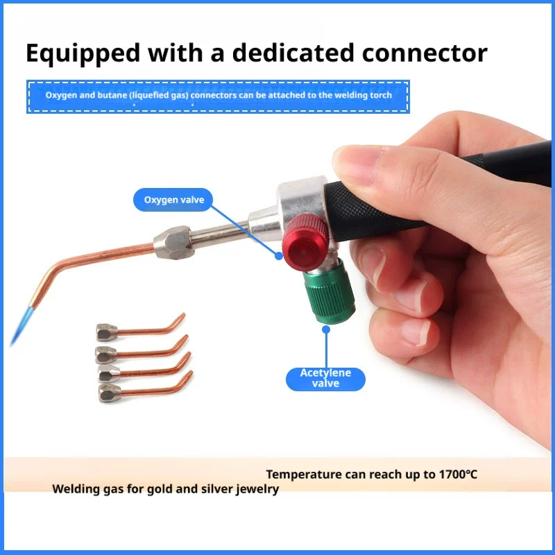 1700 ℃ Mini Soldering Cutting Torch, Little Smith Gas Torch with 5 Tips for Jewelry Making & Repair