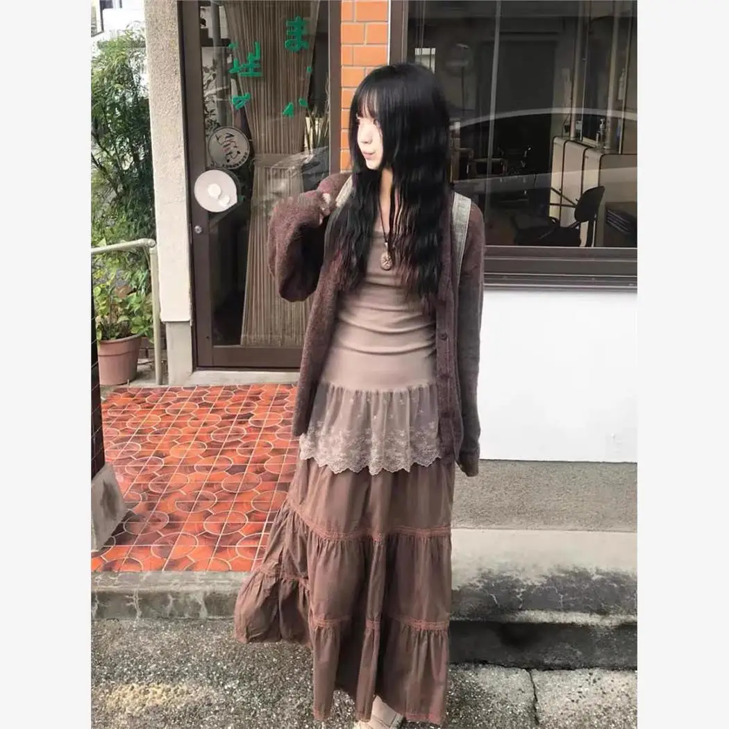 Printemps automne Y2K brodé dentelle garniture Blouse femmes coupe ajustée débardeur superposition Faion ensemble étudiant travail orm