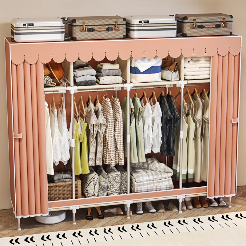 Cloth Wardrobe Approximately Equals 78.74inch or 200cm Cubic Feet, Dust-Proof Fabric Wardrobe, Easy to Assemble, Breathable, Suitable for Families Who Value Eco-Friendliness.