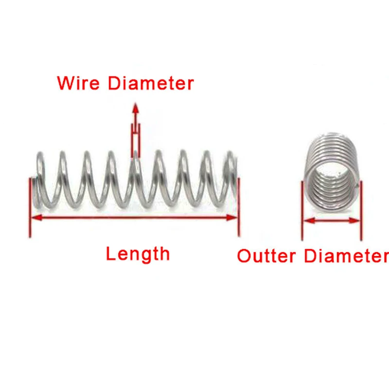 Y-shaped Compression Spring Long Pressure Spring Wire Dia 1/1.2/1.5/2mm 304 Stainless Steel Spring Length 305mm