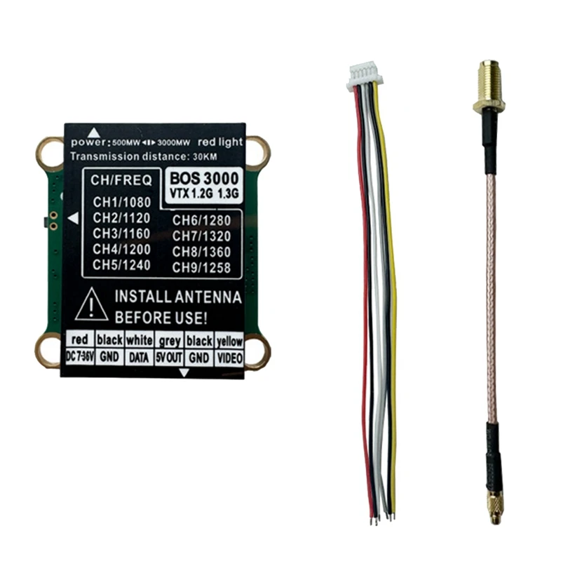 1.2G 1.3G 3W VTX High Power3000mw 9-Channel FPV Transmitter PAL/NTSC For RC DIY FPV Drone