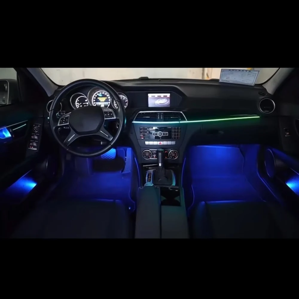 18 in 1 64 Colors Ambient Lights For Mercedes W204 C-Class 2008-2014 Dashboard Door Panel Decoration Atmosphere Lamp APP Control