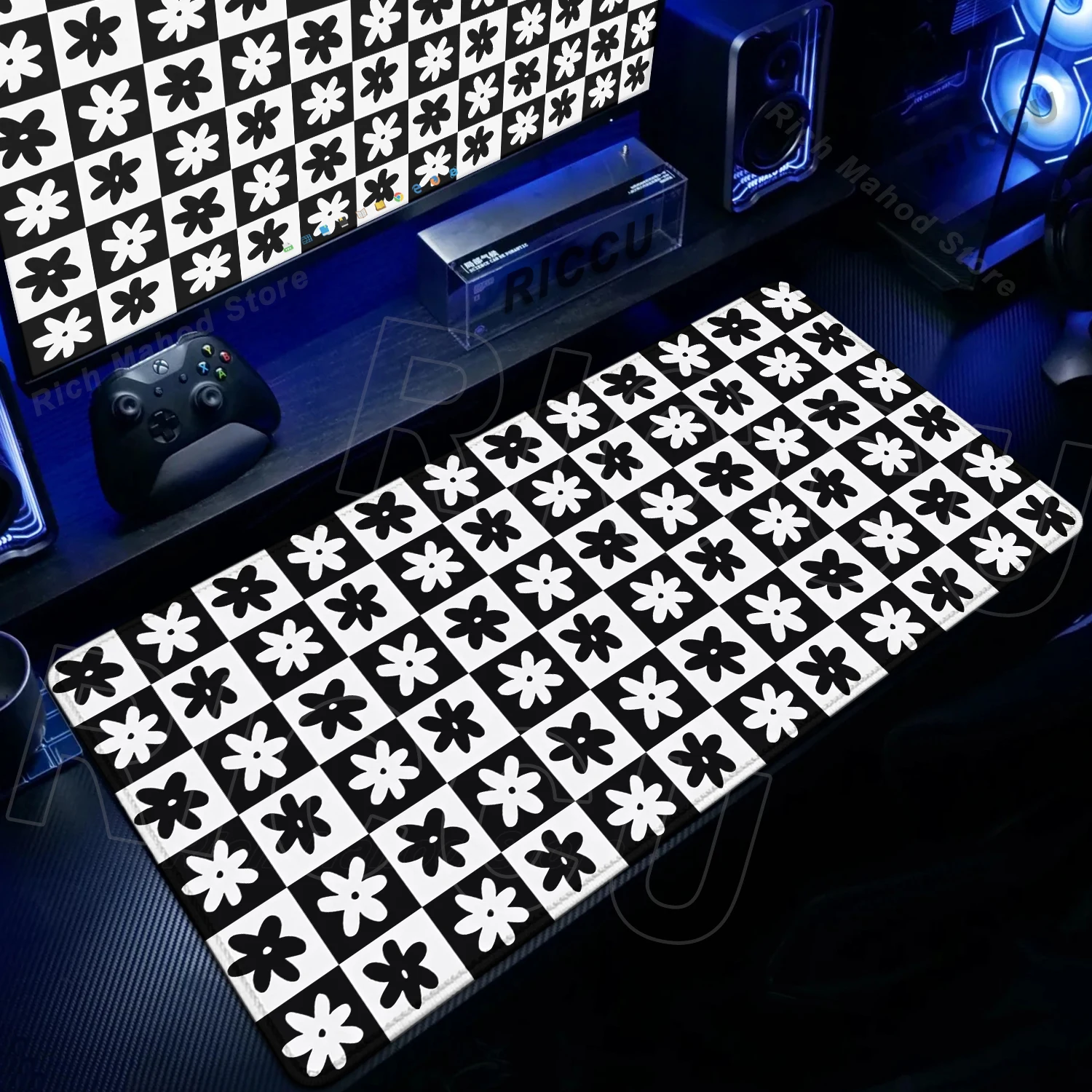 

Black White Gamer Mousepad Minimalist Checkered Mouse Pad Gaming XXL Deskmat Office Extended Mats Desks Accessories Carpet Rug