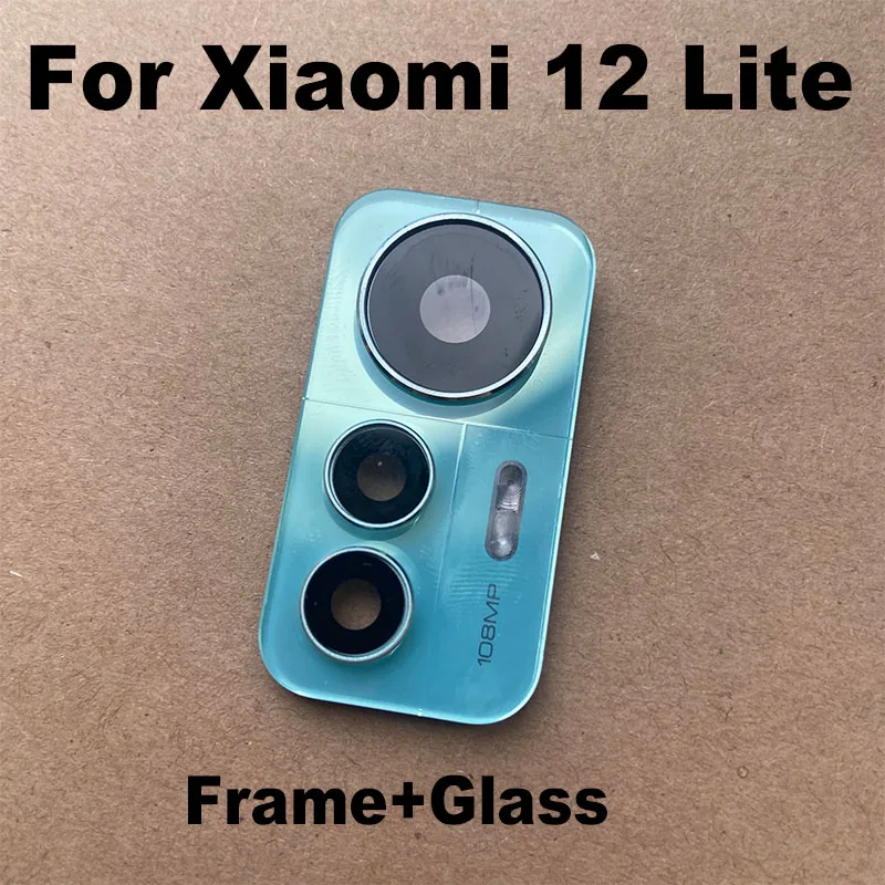 1PCS For Xiaomi 12 Lite 5G Back Camera Lens Glass Rear Cover With Frame Cover Holder Replacement