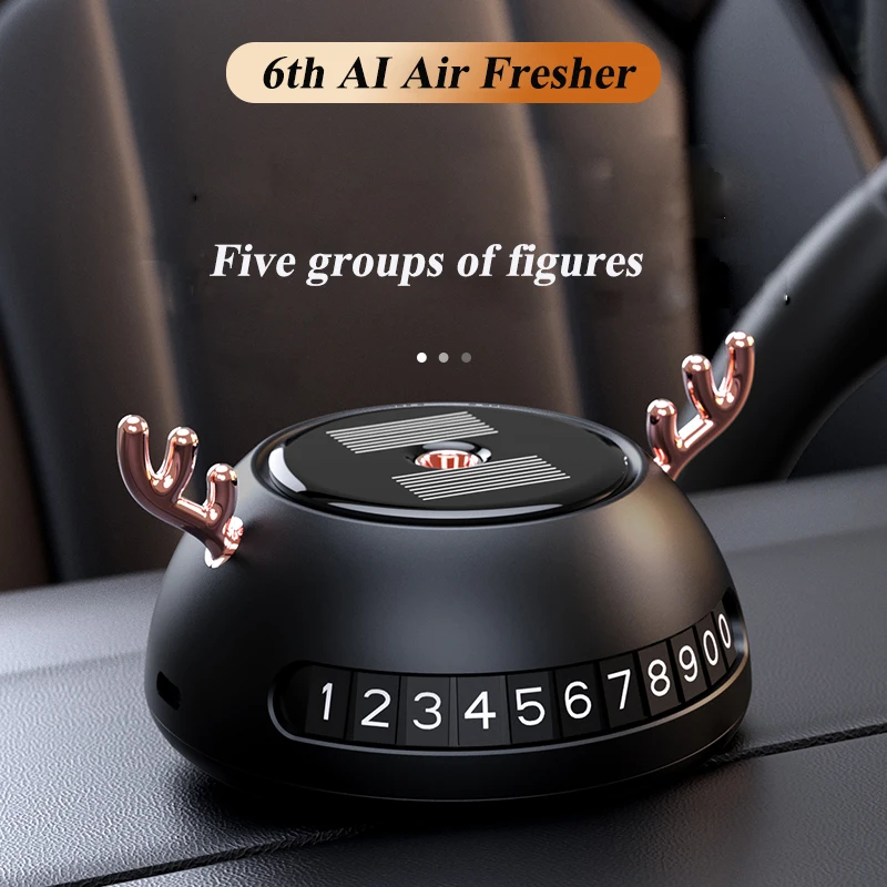 2 IN 1 Solar Car Aromatherapy Vehicle Perfume Air Freshener Temporary Parking Card Phone Number Auto Essential Oil Diffuser