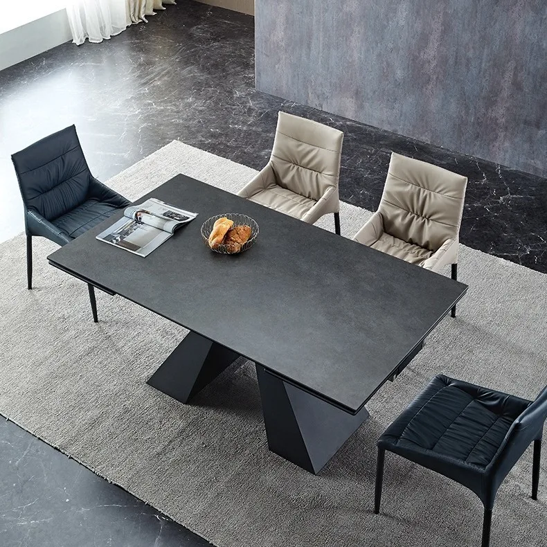 rock slab dining table Italian super long stretched rock slab dining table rectangular folding dining table