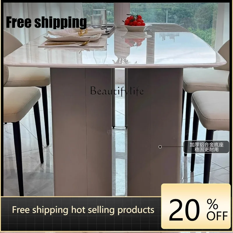 Factory Direct  American-style High-end Marble Modern Minimalist Table Cream Style Light Luxury Dining Table