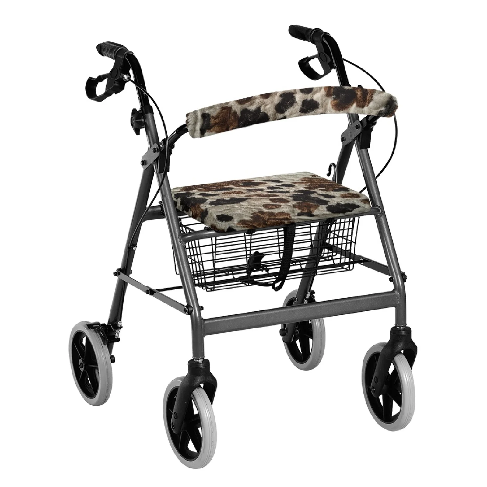 Coloranimal Adjustable Anti-Slip Cover 2 Pcs Rollator Walker Seat Back Cover for Senior Ladies for Home Cow