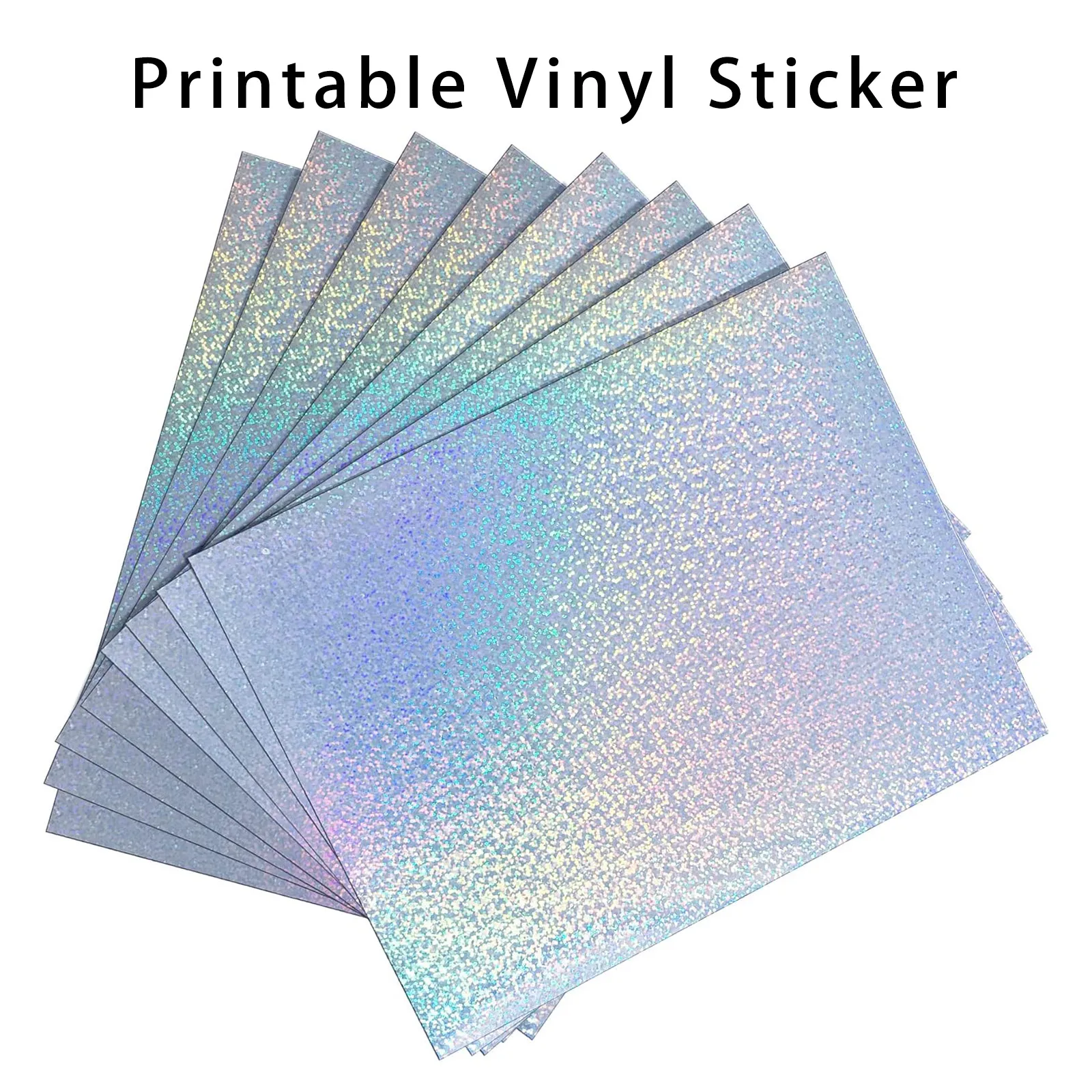 ESHANG 10 Sheets A4 Holographic Vinyl Sticker Printer Paper Dries Quickly Waterproof - 8.3 x 11.7 Inch, Dots Style