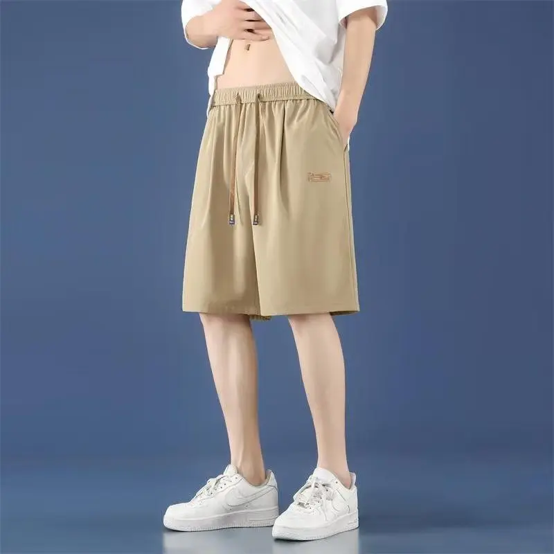 Mens Shorts Summer Quick Drying Sports Loose Fitting Trendy Straight Half Pants Thin Breathable Ice Silk Leisure Cargo Trousers