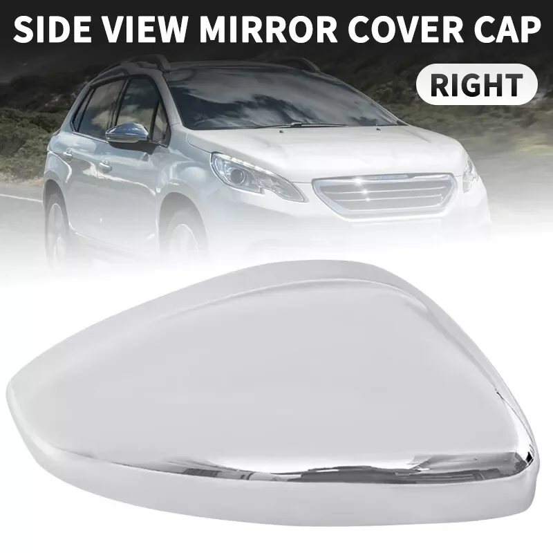 Chrome argent côté conducteur côté porte aile rétroviseur couvercle pour Peugeot 208 2012-2019
