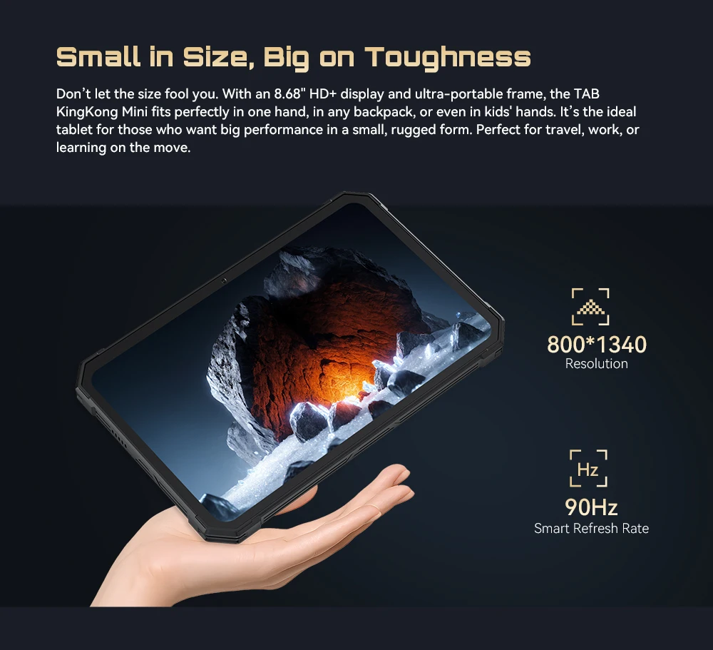 [Shipping From Poland] Cubot Tab KingKong Mini Android 15 Rugged Tablet 16GB(6+10) 128GB 10200mAh 8.68'' 90Hz Camping Light 48MP