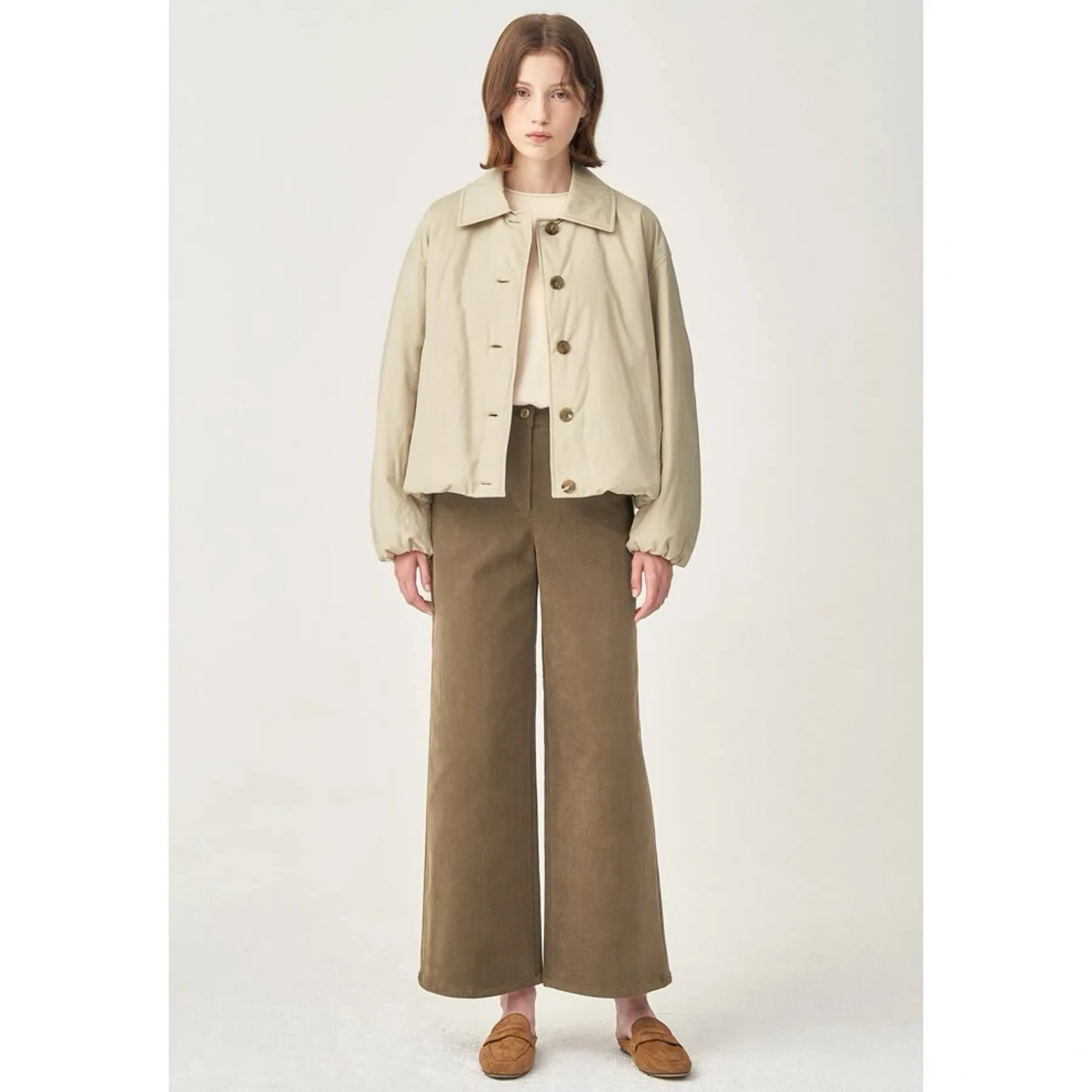 Casual Cotton Jaet Lemon Cheese ort Pure Color Single Button  Collar Autumn Outerwear Women's Commute Sle Loose Fit