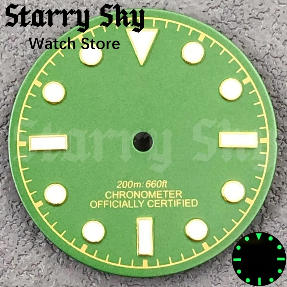 Starry Sky 29mm Gold Edge Retro Green Sterile Watch Dial With Green Luminous Suitable NH35/ETA PT5000 Movement Watch Accessories