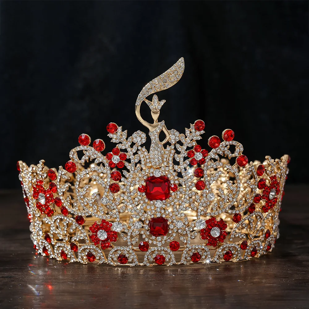 Levery 2026 Gold Pageant Royal King Crown and Prince Tiara, Full Round Medieval Crown with Rhinestones for Birthday Party Cospla