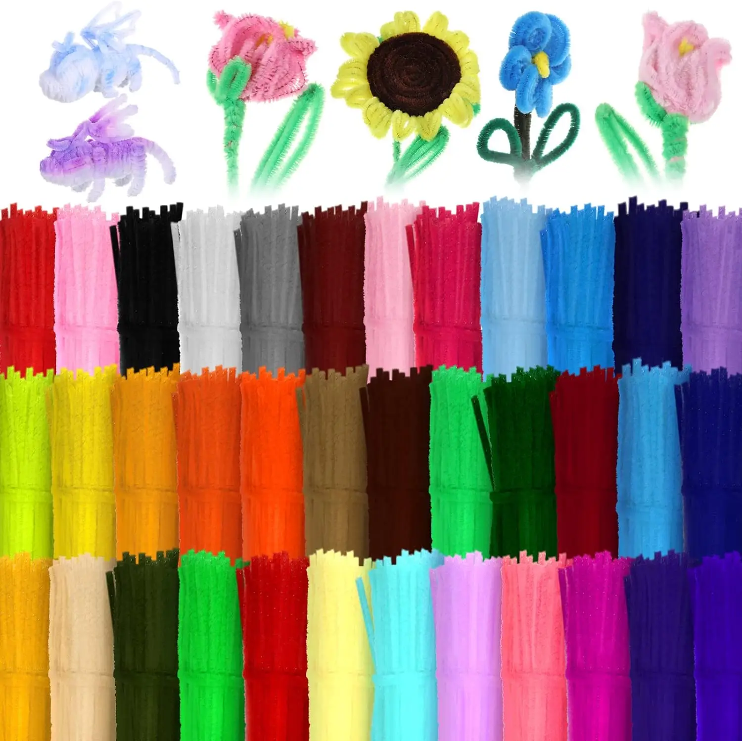 

1800 Pcs Pipe Cleaners, 6mm x 12 Inch Chenille Stems for Craft Supplies, Art Supplies, DIY Creative Decorations and Projects