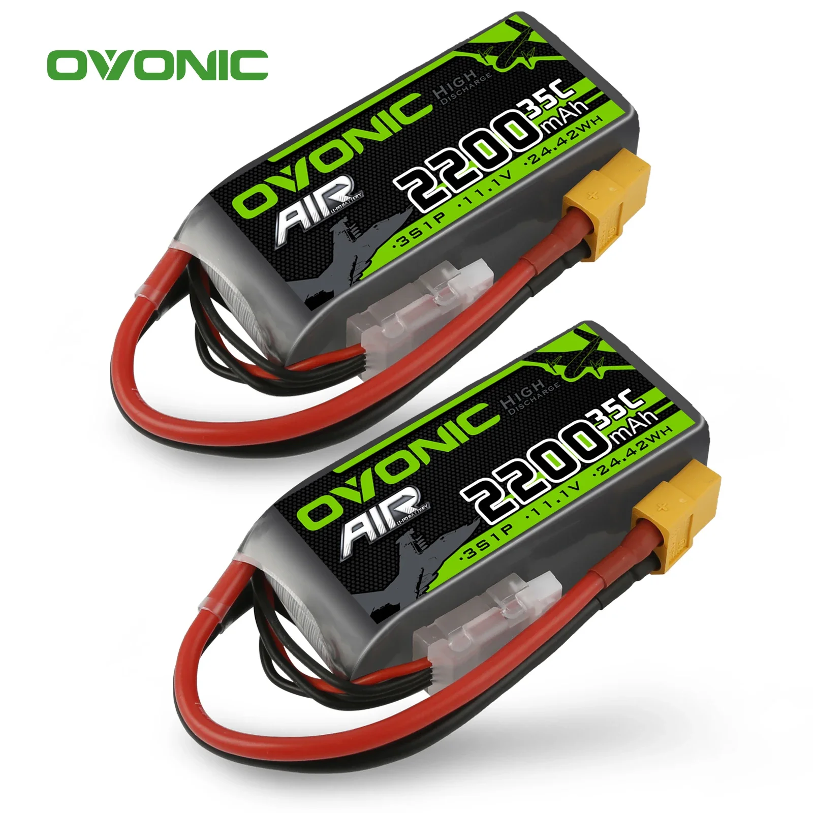 

Ovonic 3S 11.1V 35C 2200MAh Lipo Battery with XT60 Plug for RC FPV Airplane Quadcopter Helicopter Drone Racing Model Hobby 2PCS