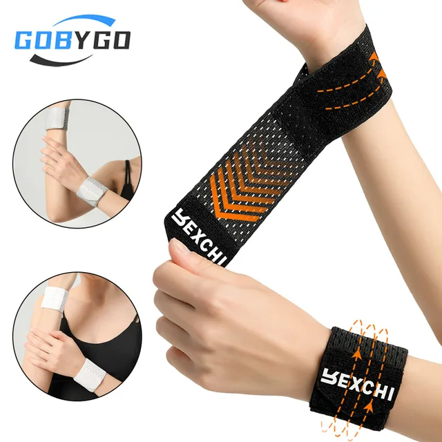 GOBYGO 1/2 szt. Cienkie, oddychające sportowe opaski na nadgarstki owinięte wokół kompresji regulowana elastyczność przeciw zwichnięciom pasek na nadgarstek Fitness