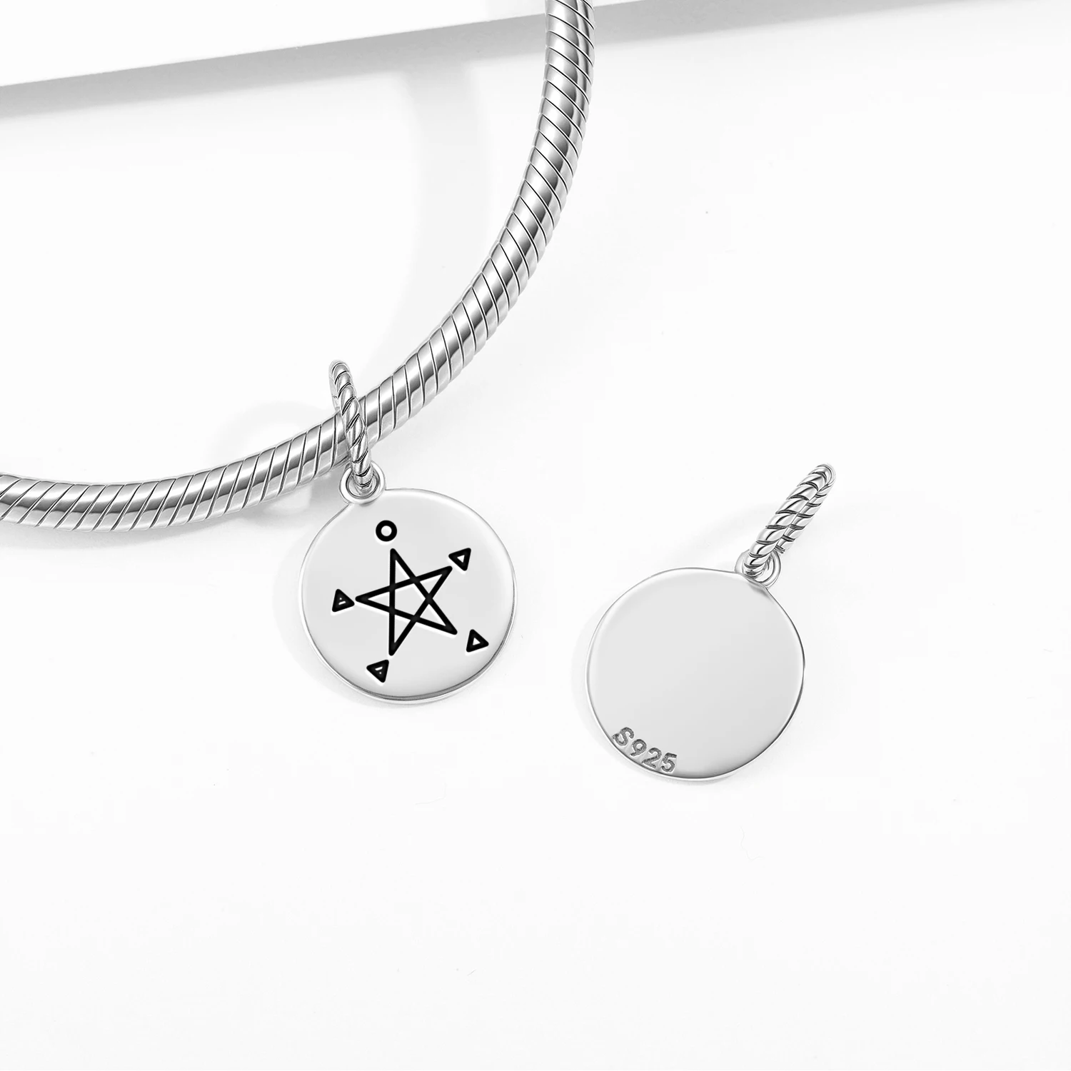 Wicca The Five Elements Pendant 925 Sterling Silver Symbol Charm Bead for Women Bracelet Necklace Jewelry Fashion
