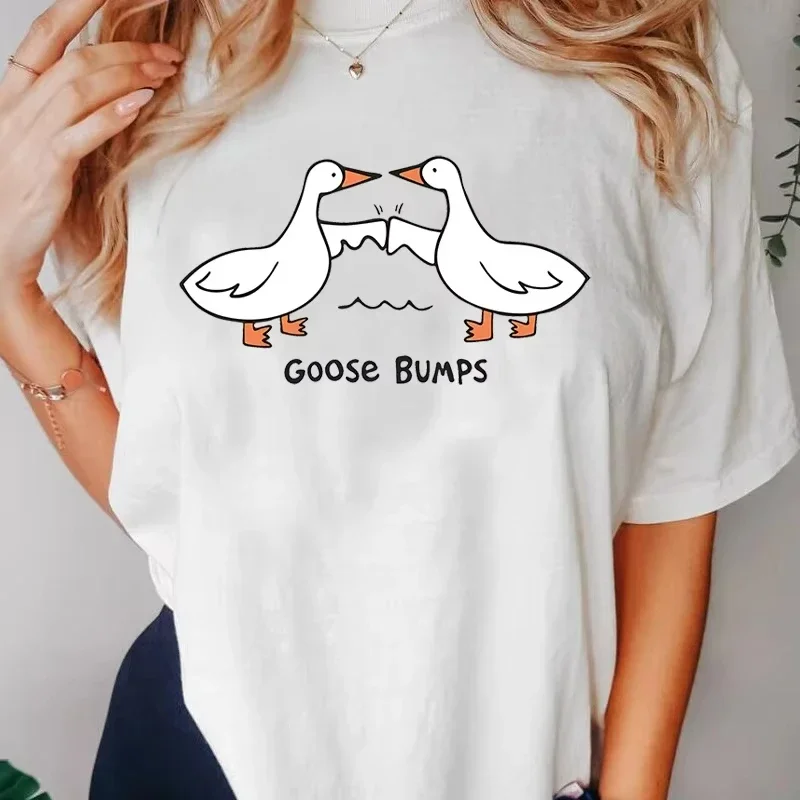 Silly Goose Bumps T Shirt for Women Men Funny Printed T-shirt Summer Short Sleeve Loose Oversized Tees Unisex Streetwear Tops